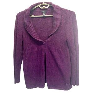 Alfani  Women's Large Shawl Collared Angora Blend Cardigan Sweater Purple